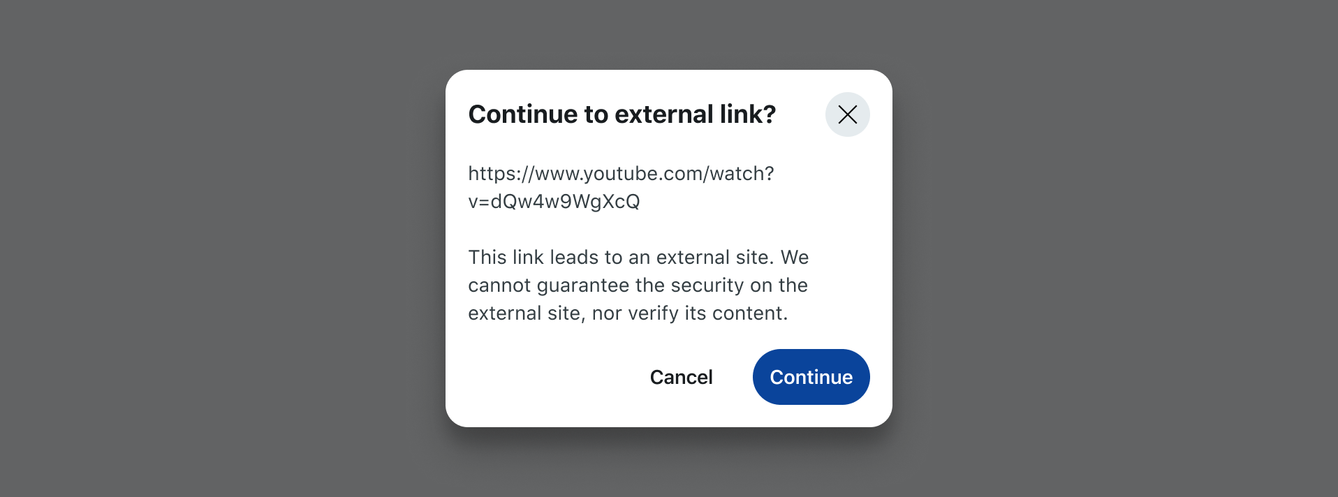 Confirmation dialog for external links