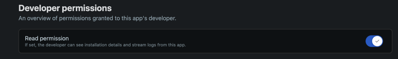 Developer permissions