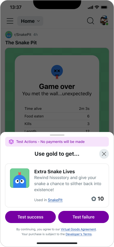 Sample payment simulation
