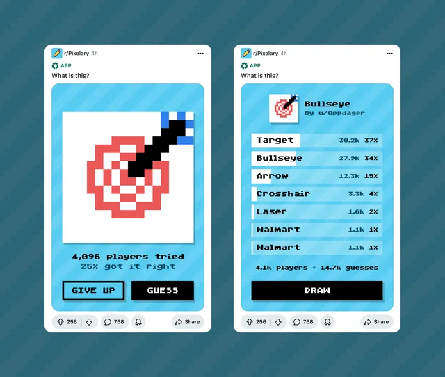 Guess what the drawing is on r/pixelary.