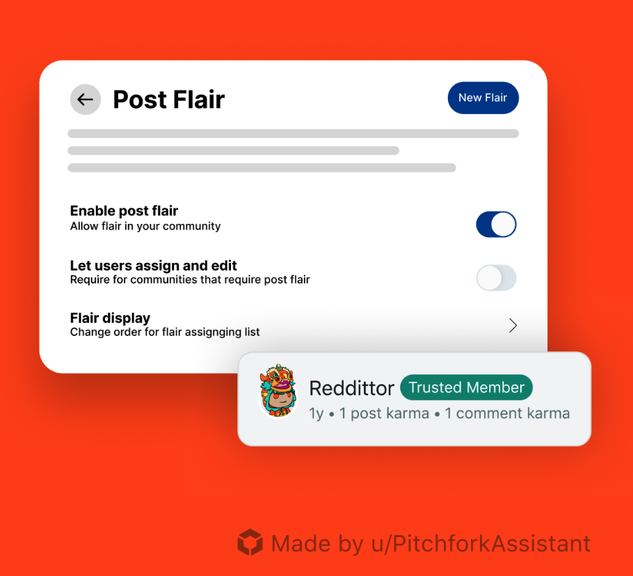 Screenshot features the Post Flair app, which allows for easy management of flairs in a subreddit.