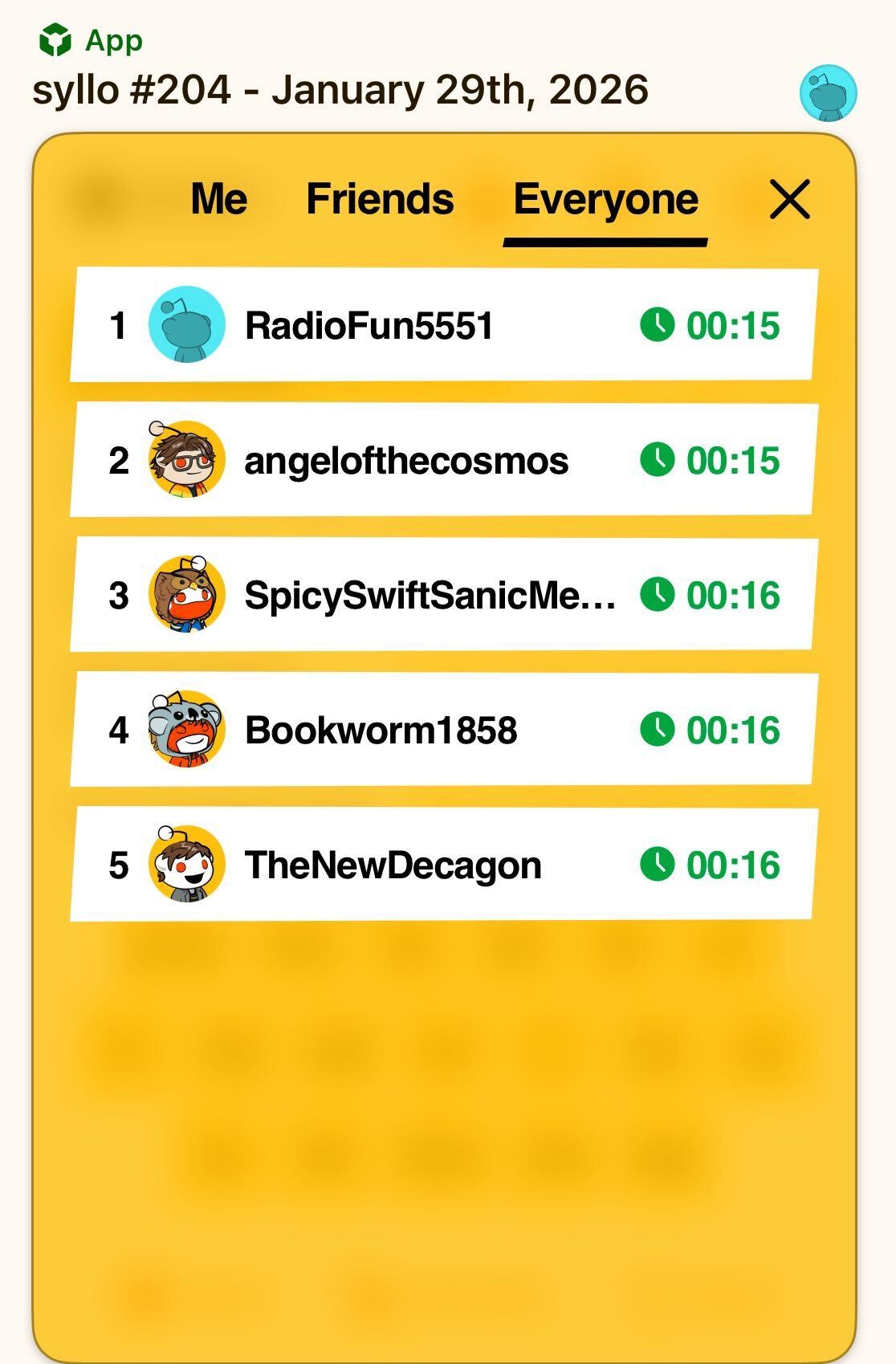 Syllo leaderboard